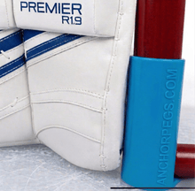 Load image into Gallery viewer, Close-up of Guardian™ Anchorpegs® with Edge-Safe™ Technology protecting goalie skate blades during post-integration.